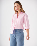 Camisa con bolsillo de parche para mujer - Rosa