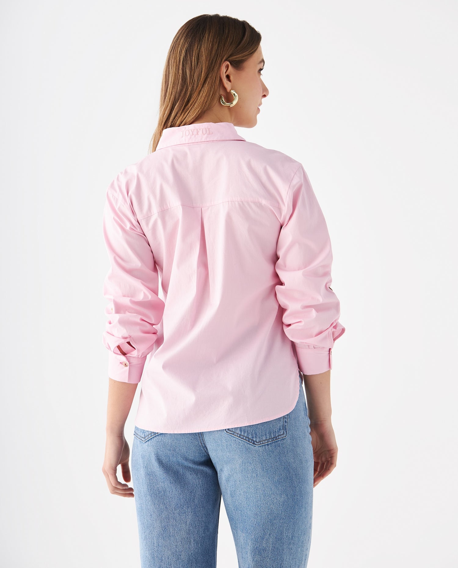 Camisa con bolsillo de parche para mujer - Rosa