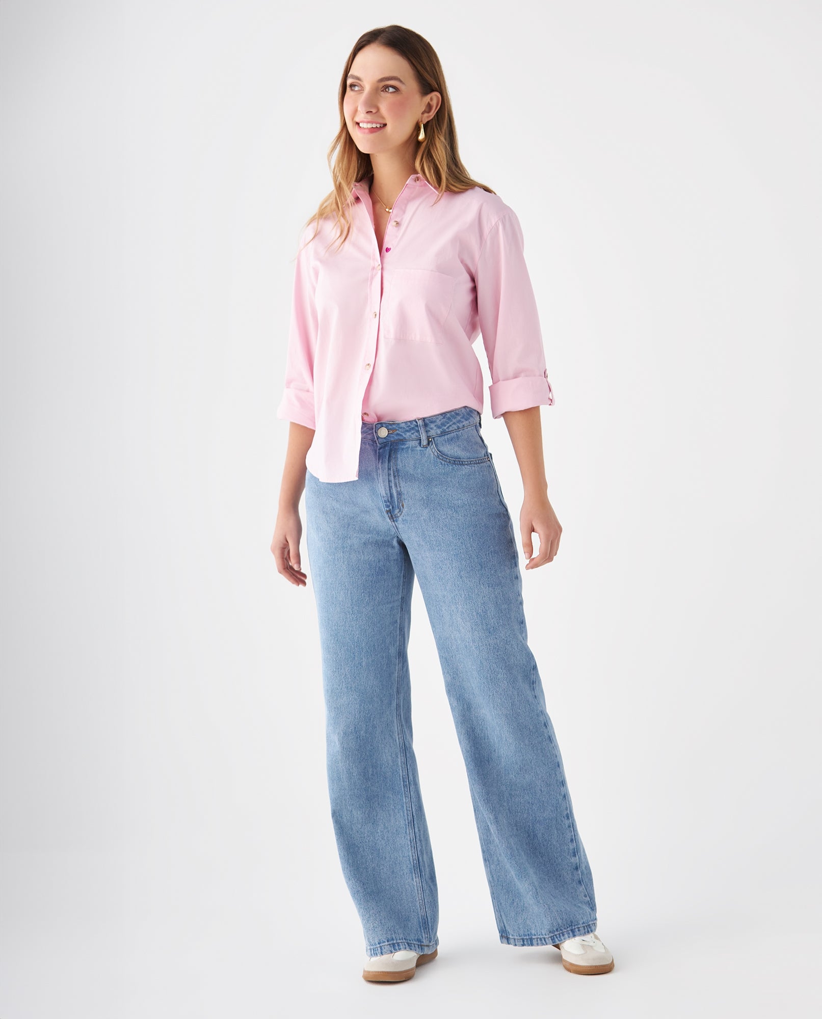 Camisa con bolsillo de parche para mujer - Rosa 34_619F022_ROS152214_6
