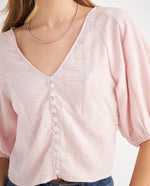 Camisa con cuello en V para mujer - Rosa