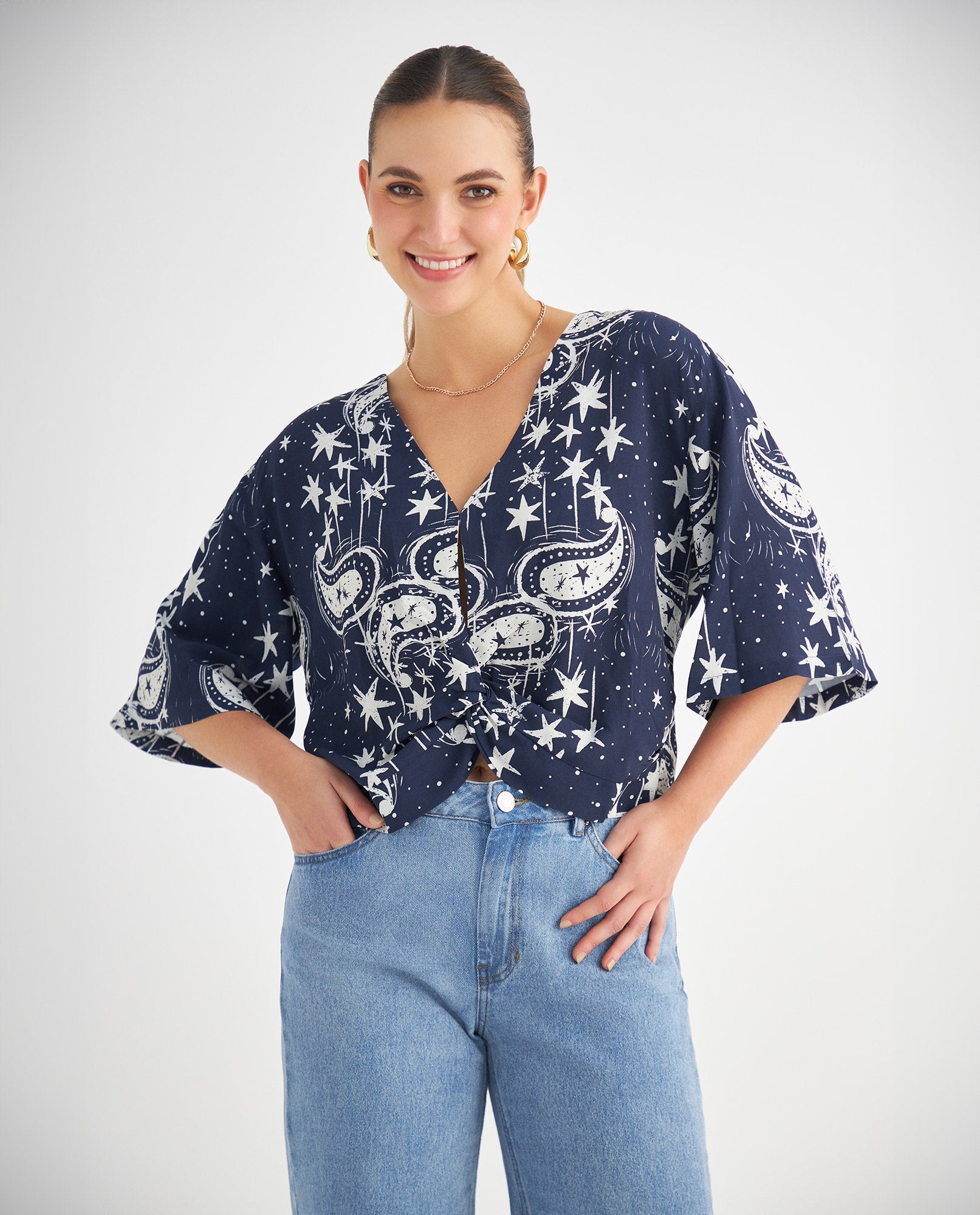 Camisa estampada para mujer - Azul 34_619F034_AZU194027_0