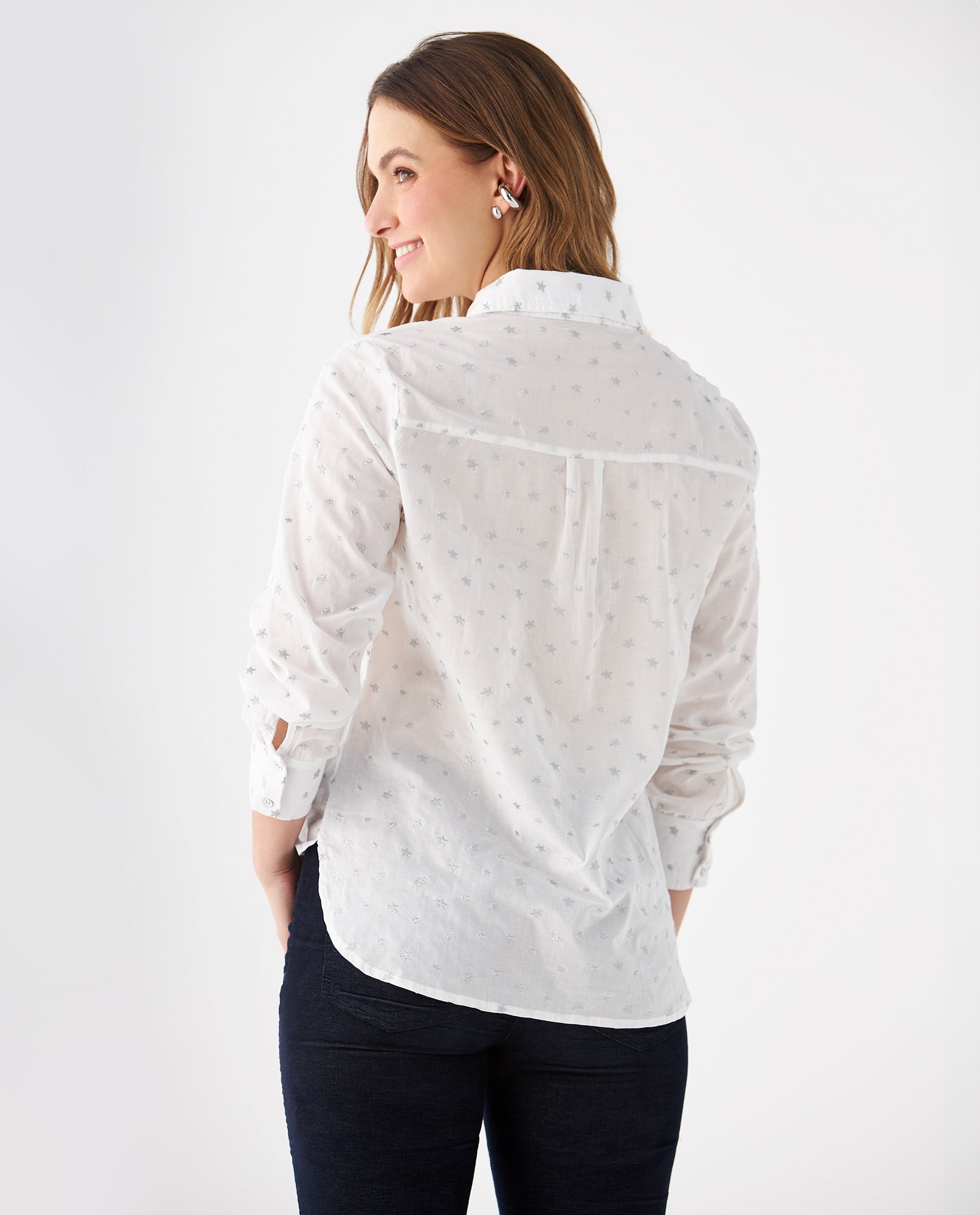 Camisa con bordado de estrellas para mujer - Blanco 34_619F038_BLA110601_4