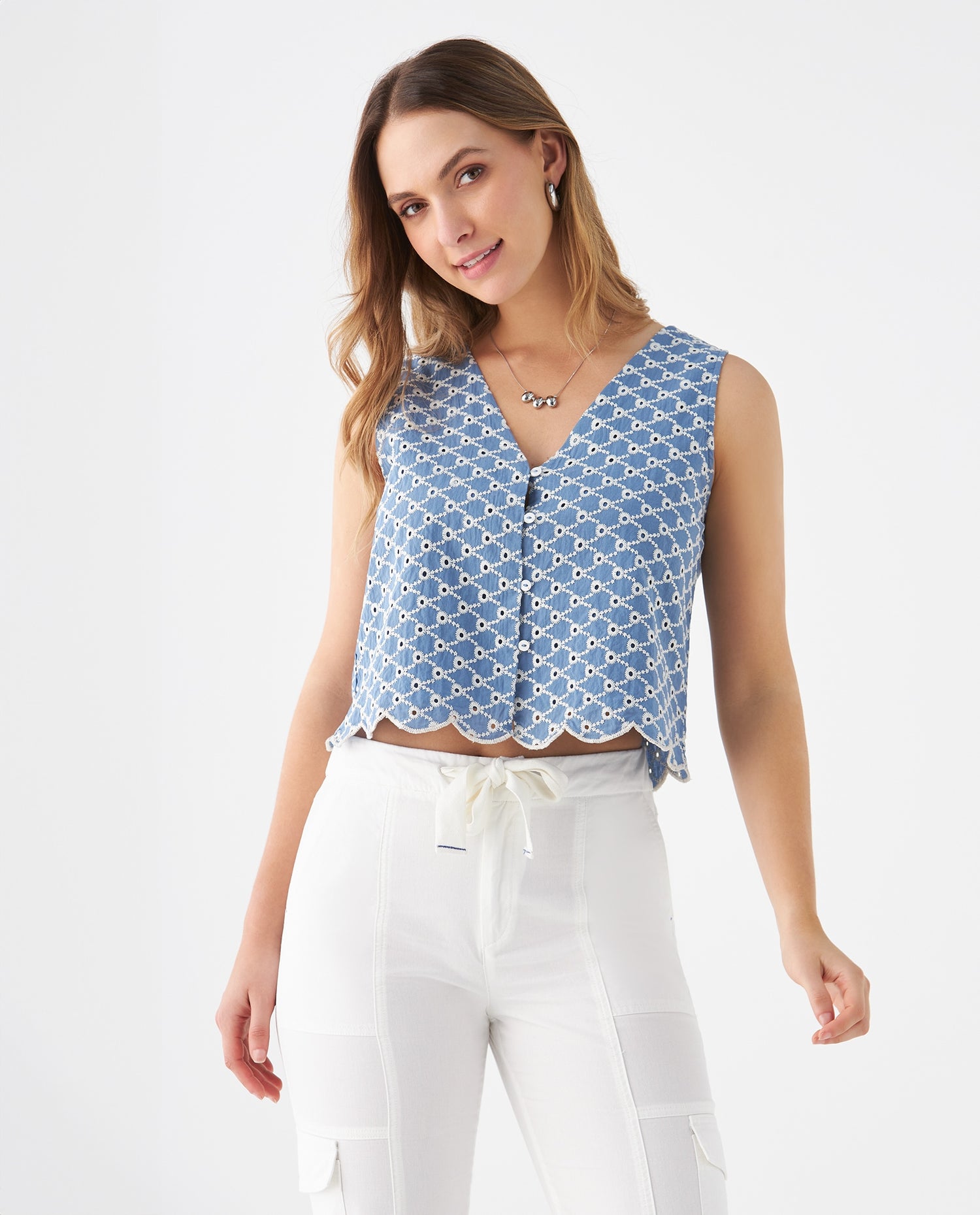 Camisa bordada para mujer - Azul