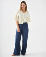 Camisa de cuello clásico para mujer - Amarillo
