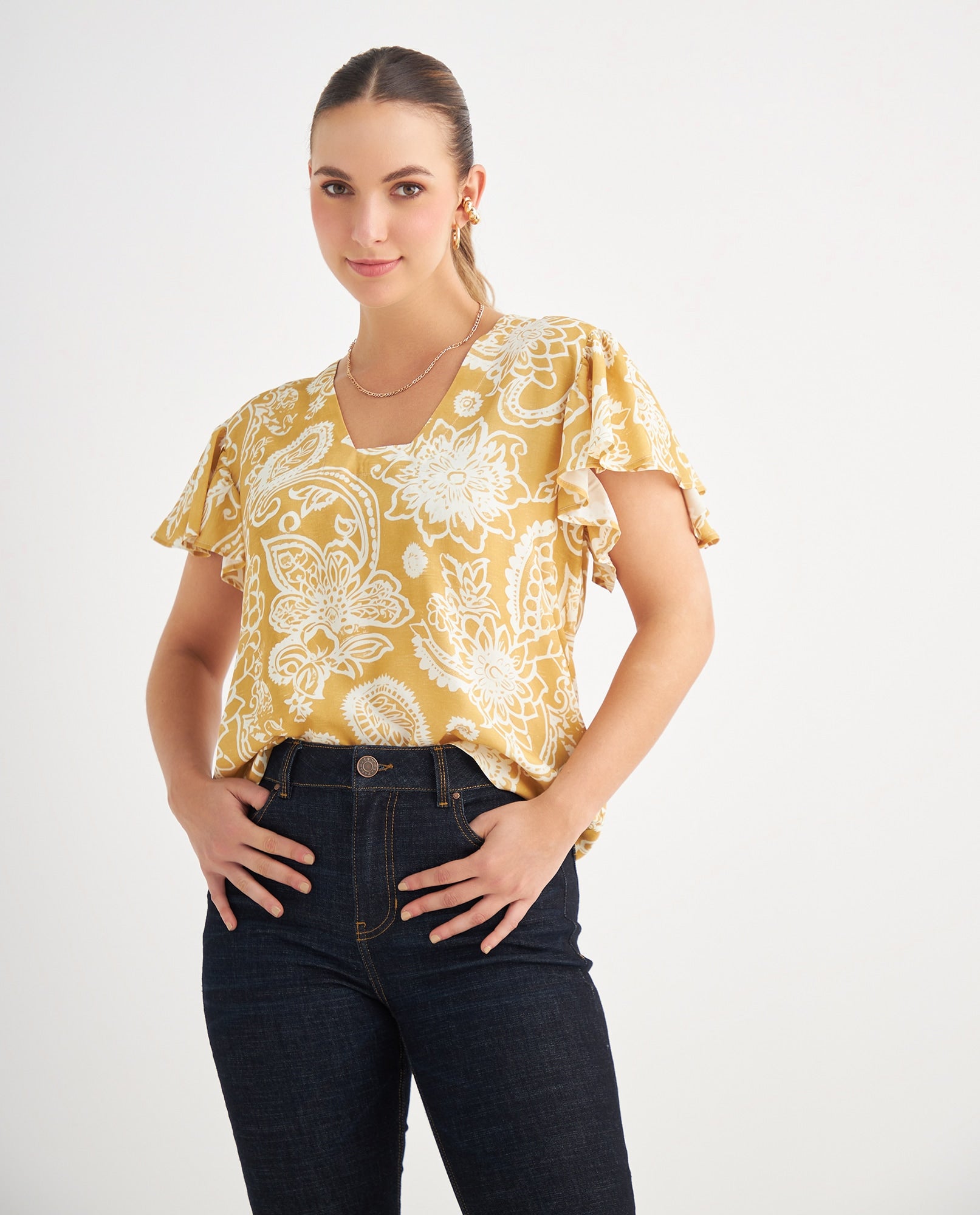 Camisa manga corta con bolero para mujer - Amarillo 34_619F043_AMA160952_0