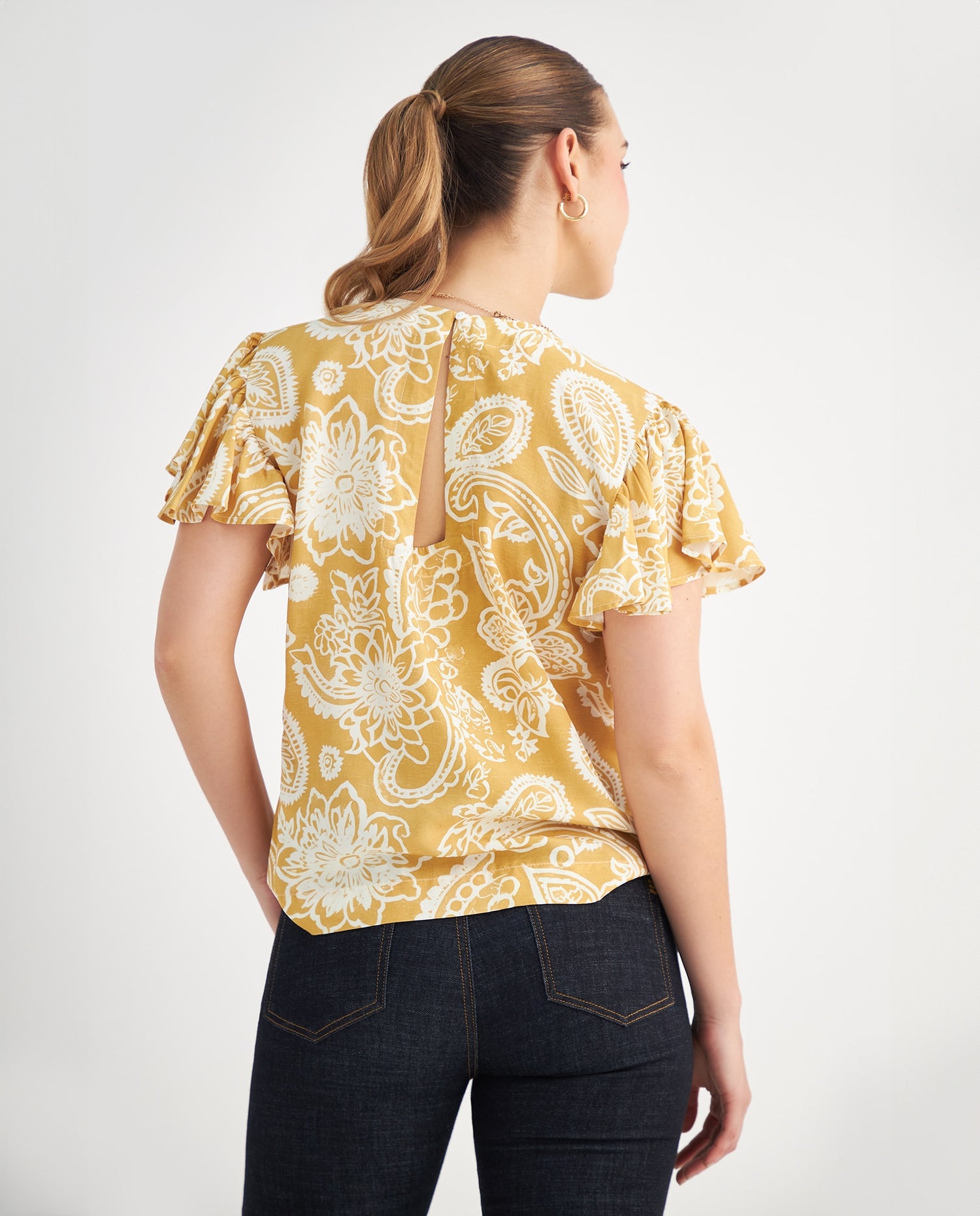 Camisa manga corta con bolero para mujer - Amarillo