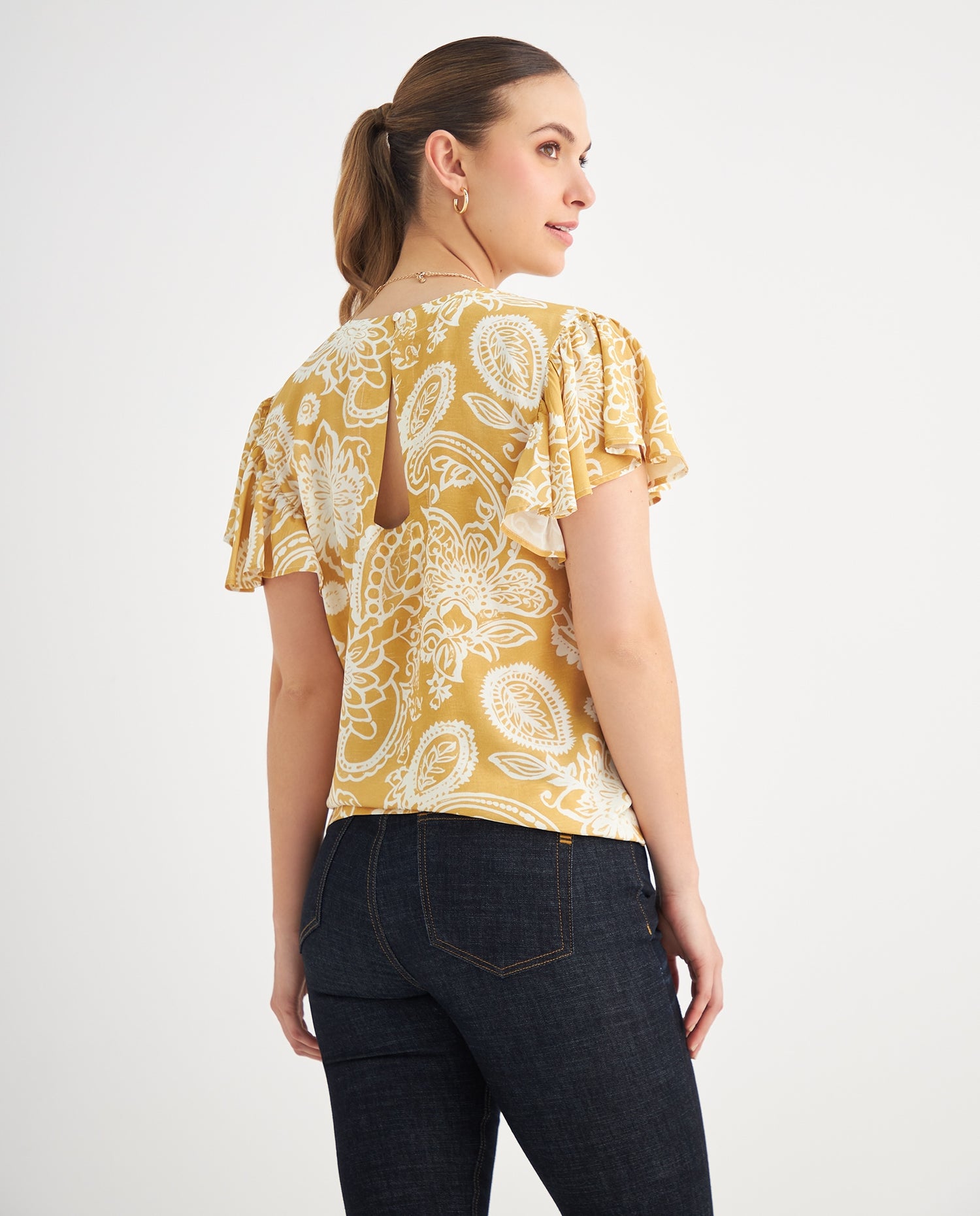 Camisa manga corta con bolero para mujer - Amarillo