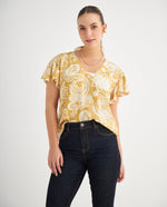 Camisa manga corta con bolero para mujer - Amarillo