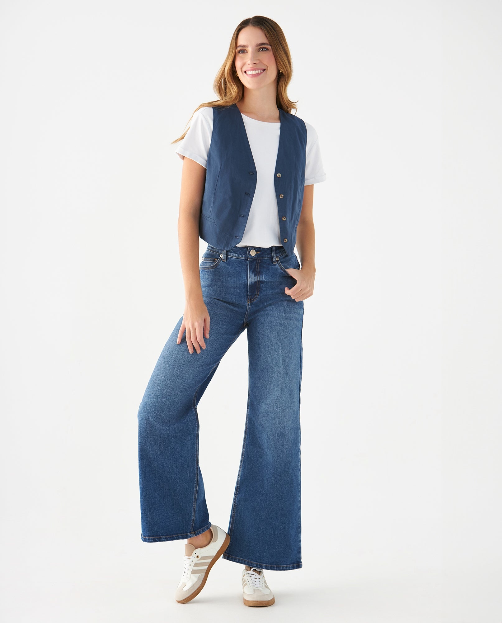 Camisa con escote en V para mujer - Azul 34_619F049_AZU194122_5