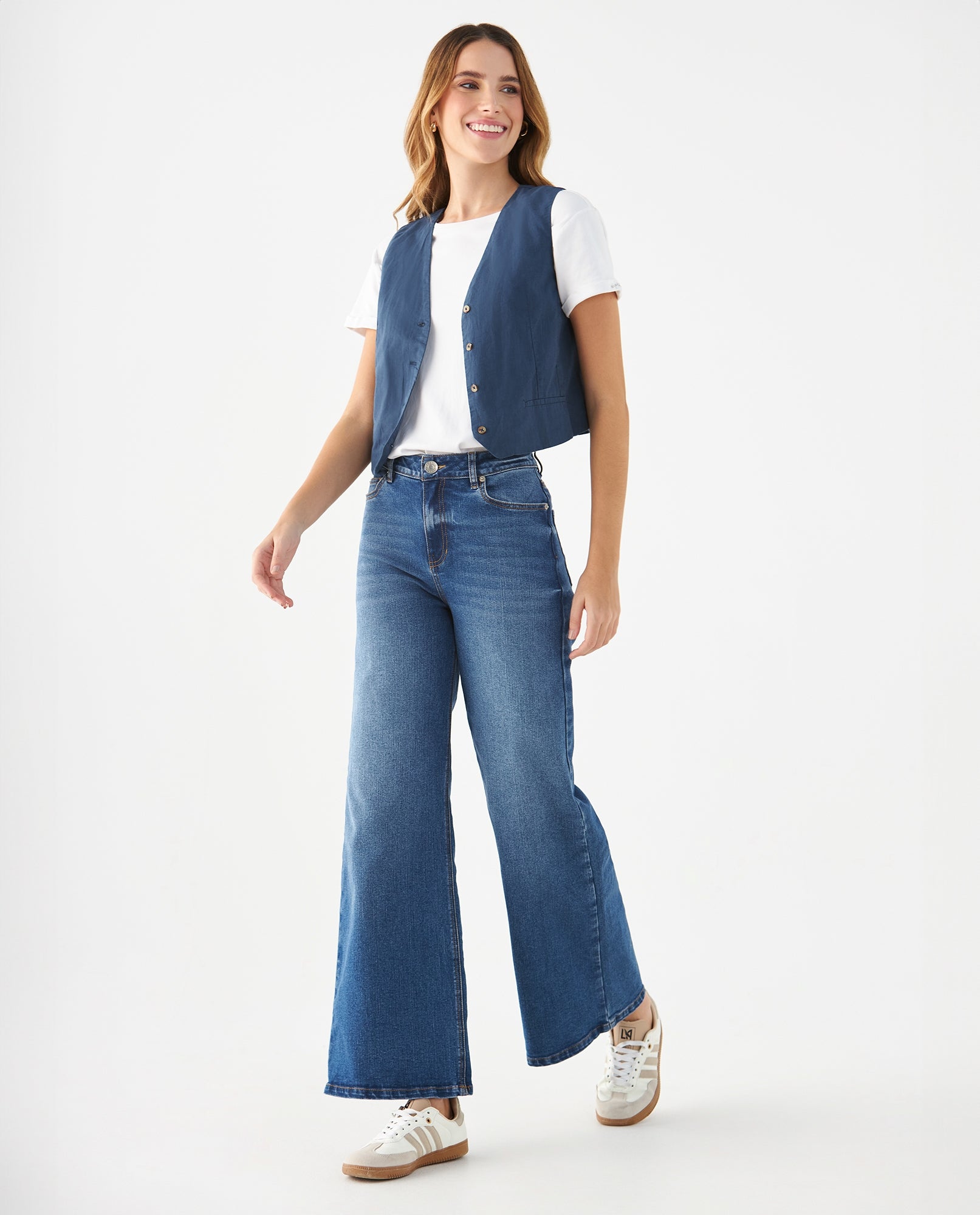 Camisa con escote en V para mujer - Azul 34_619F049_AZU194122_6