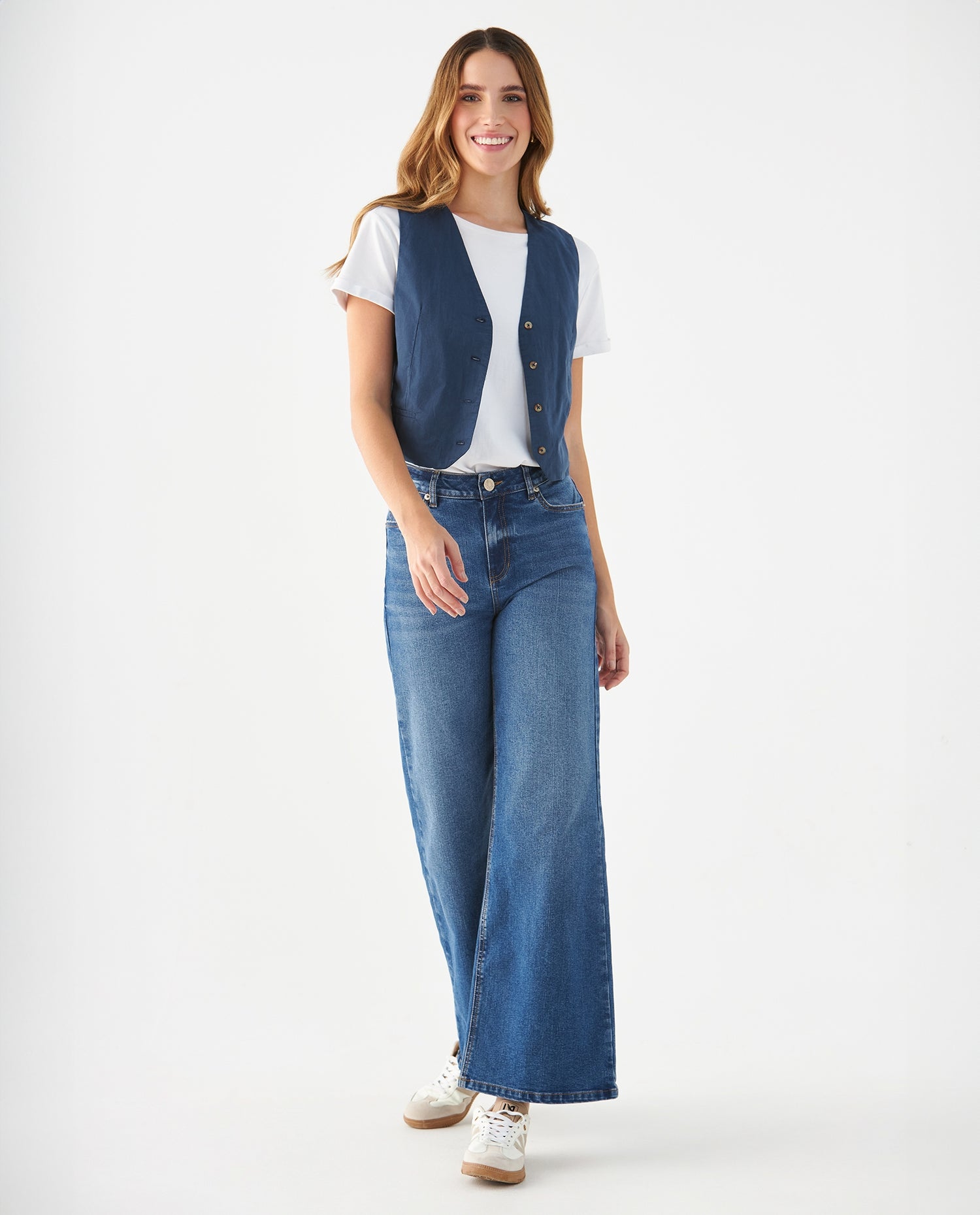 Camisa con escote en V para mujer - Azul