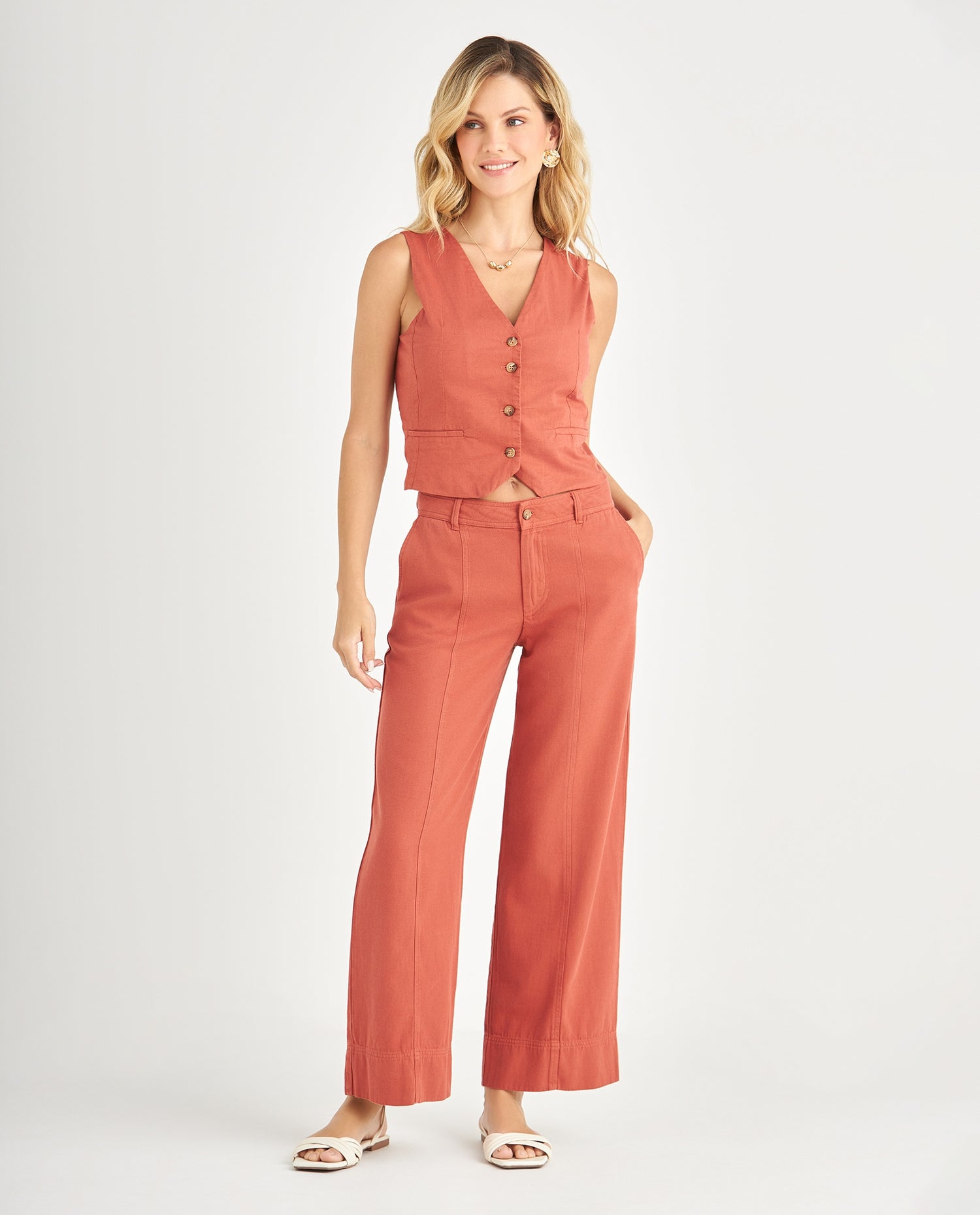 Camisa con escote en V para mujer - Rojo