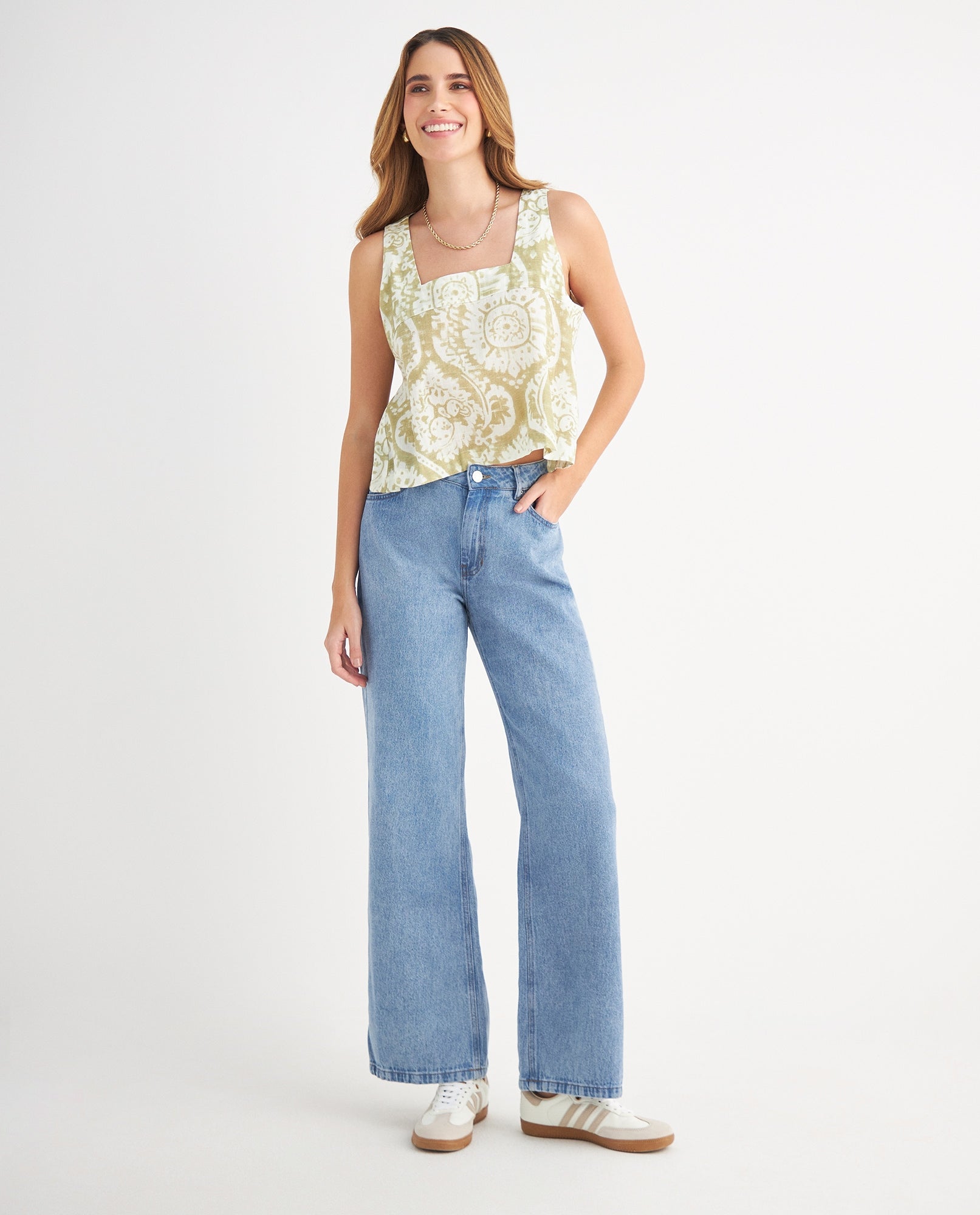 Camisa con escote recto para mujer - Verde 34_619F051_VER170535_5