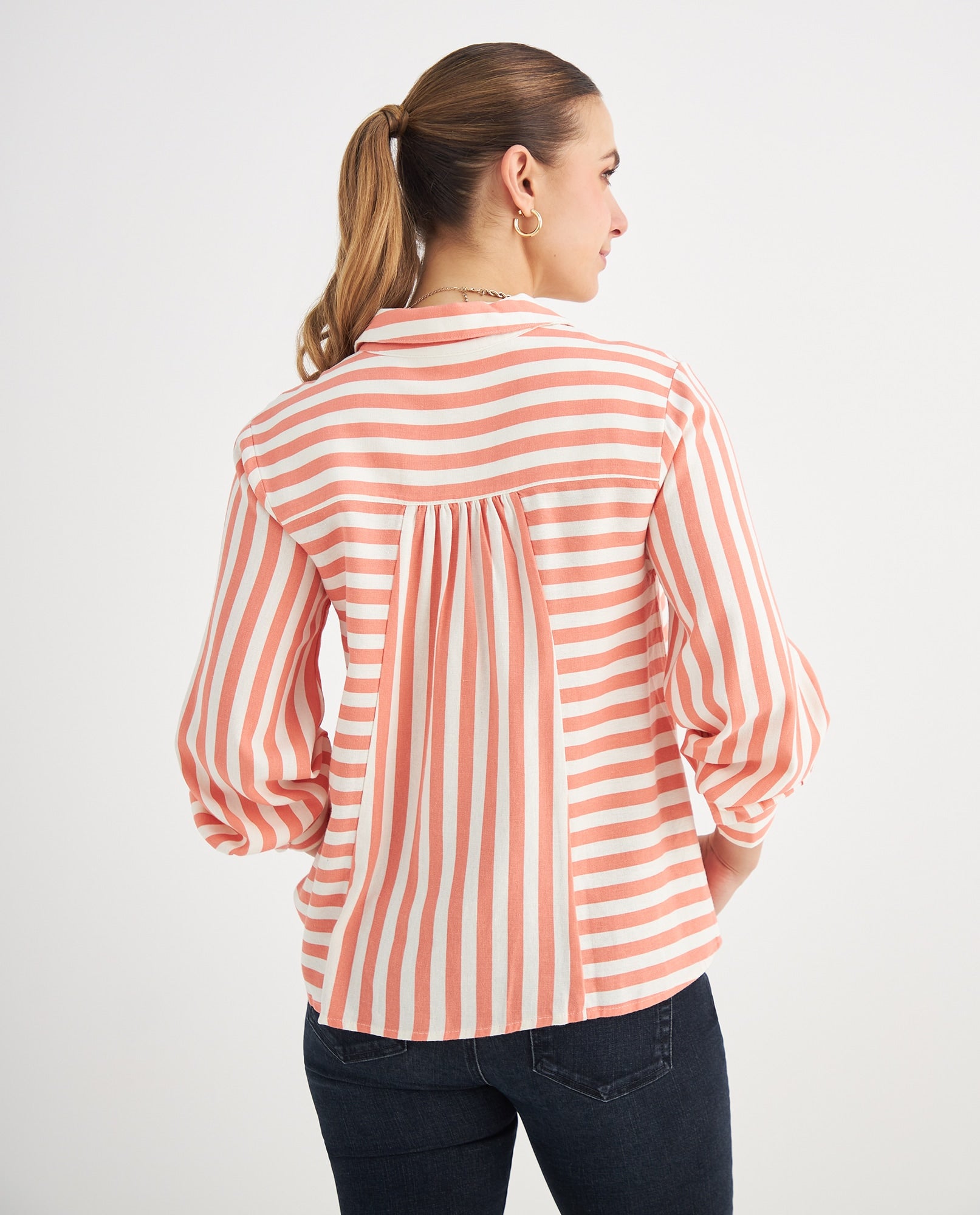Camisa con estampado a rayas para mujer - Naranja 34_619F052_NAR171540_4