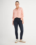 Camisa con estampado a rayas para mujer - Naranja