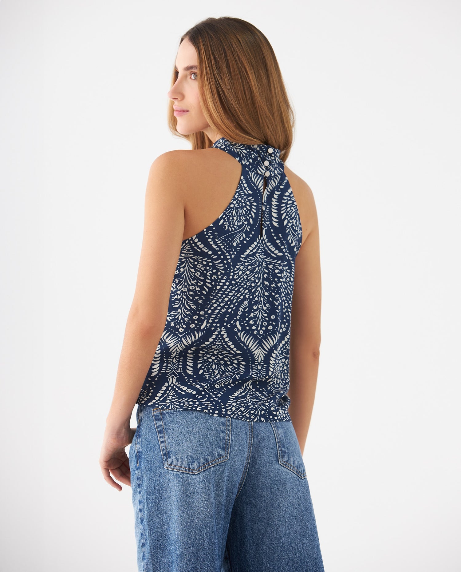 Camisa de cuello alto para mujer - Azul
