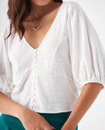 Camisa manga corta con volumen para mujer - Crudo