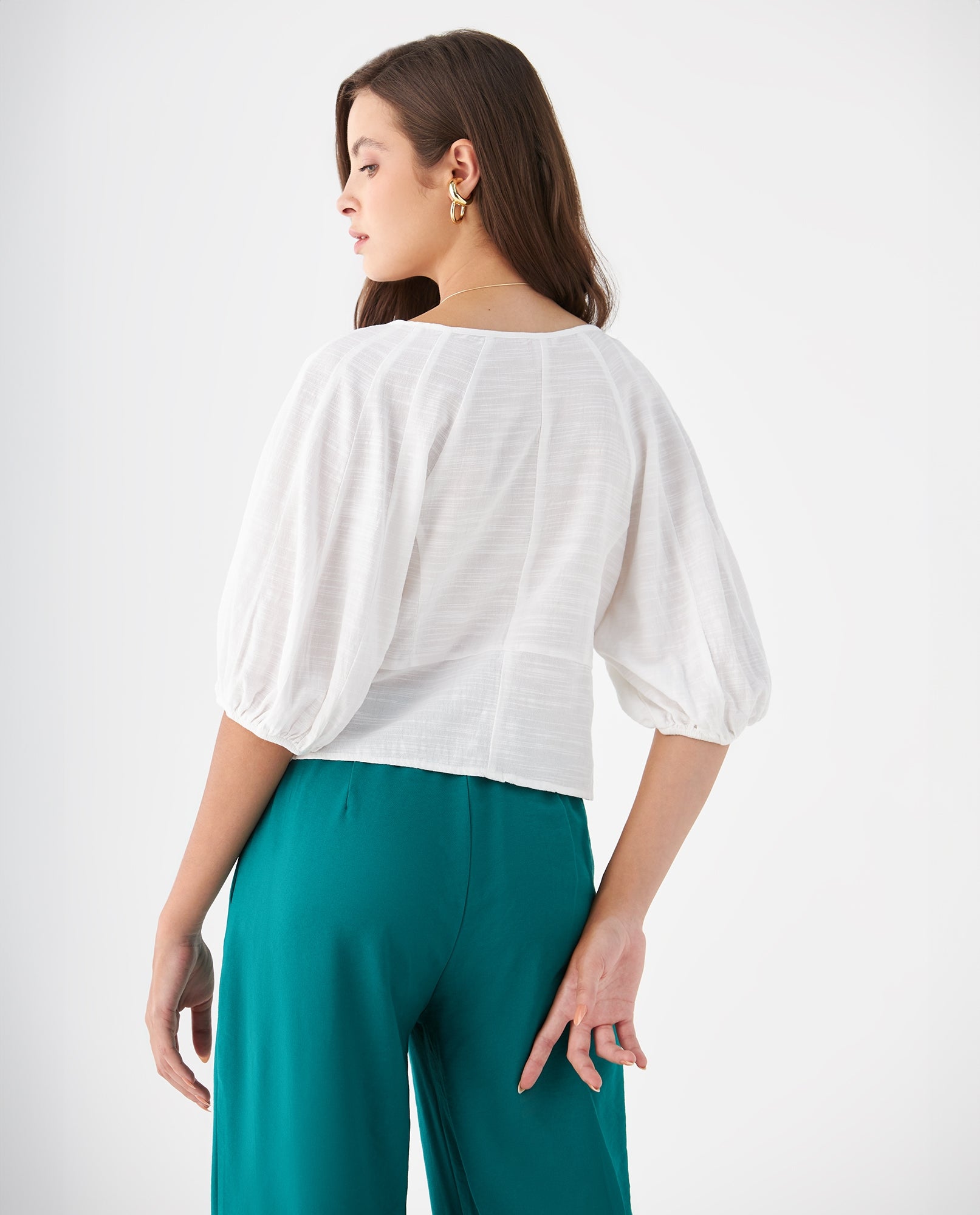 Camisa manga corta con volumen para mujer - Crudo 34_619F069_CRU110602_4