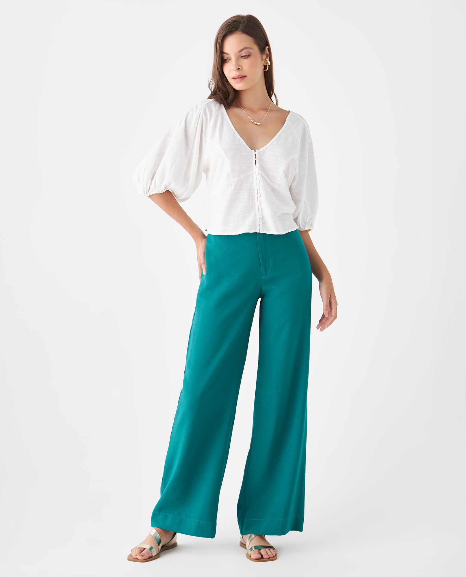 Camisa manga corta con volumen para mujer - Crudo 34_619F069_CRU110602_5