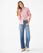 Camisa con diseño a rayas para mujer - Rojo