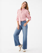 Camisa con diseño a rayas para mujer - Rojo