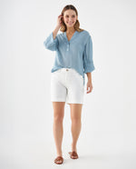 Camisa cuello neru para mujer - Azul