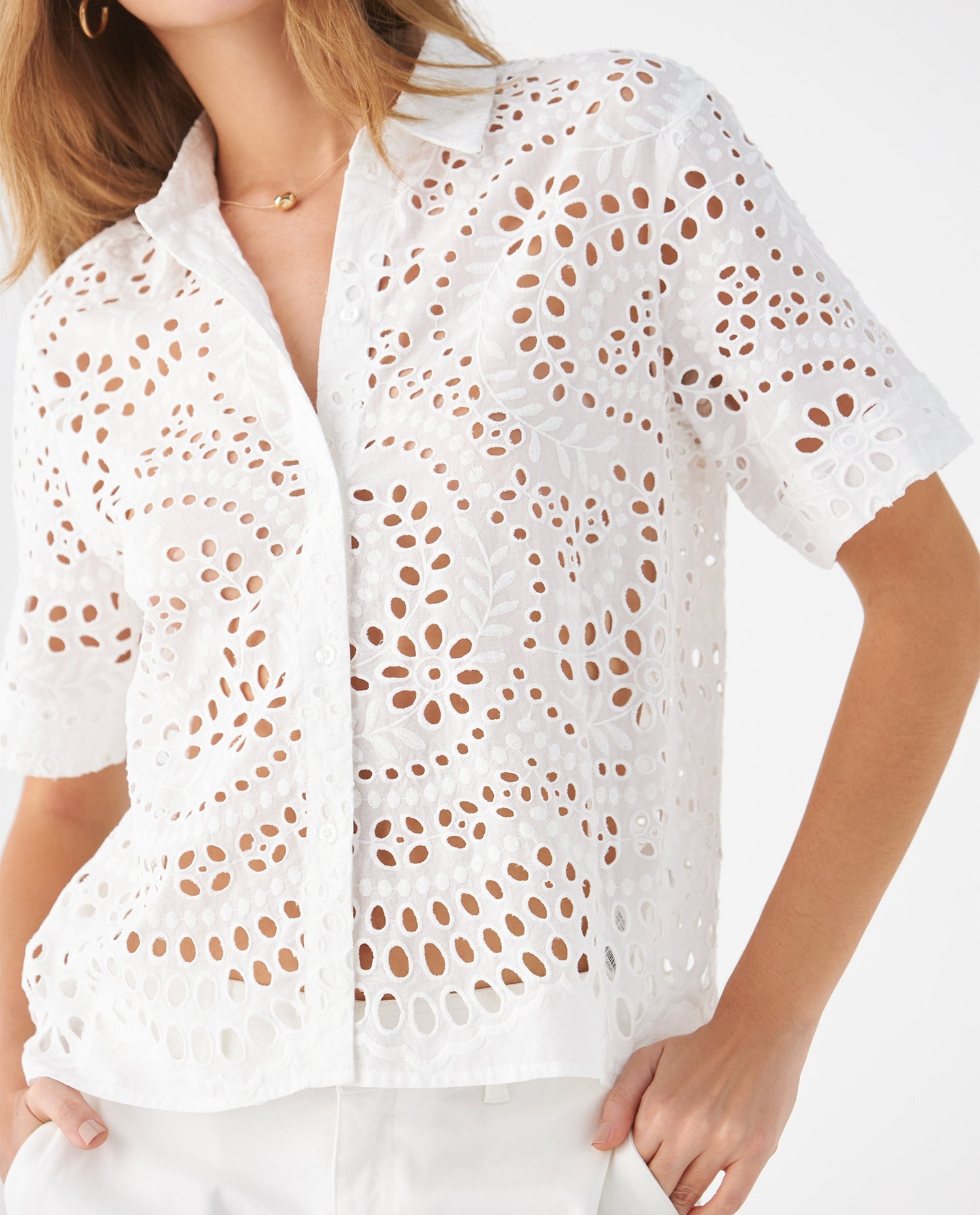Camisa de diseño abierto para mujer - Crudo