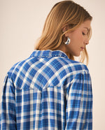 Camisa con diseño a cuadros para mujer - Azul