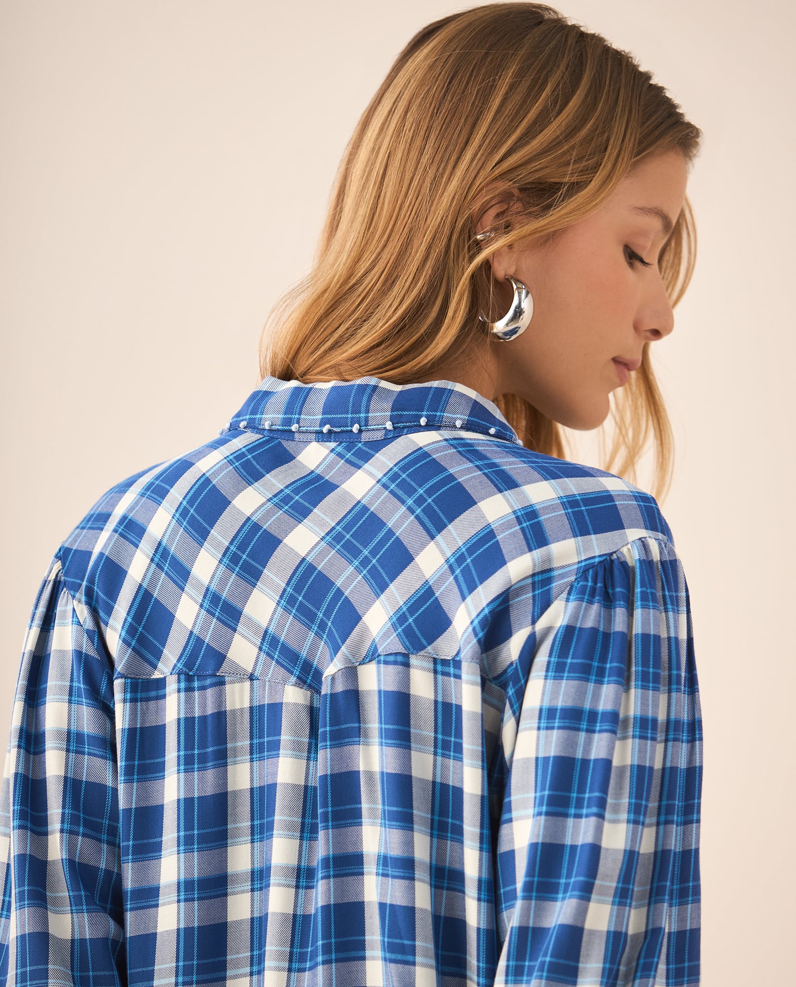 Camisa con diseño a cuadros para mujer - Azul 34_619F087_AZU194044_6