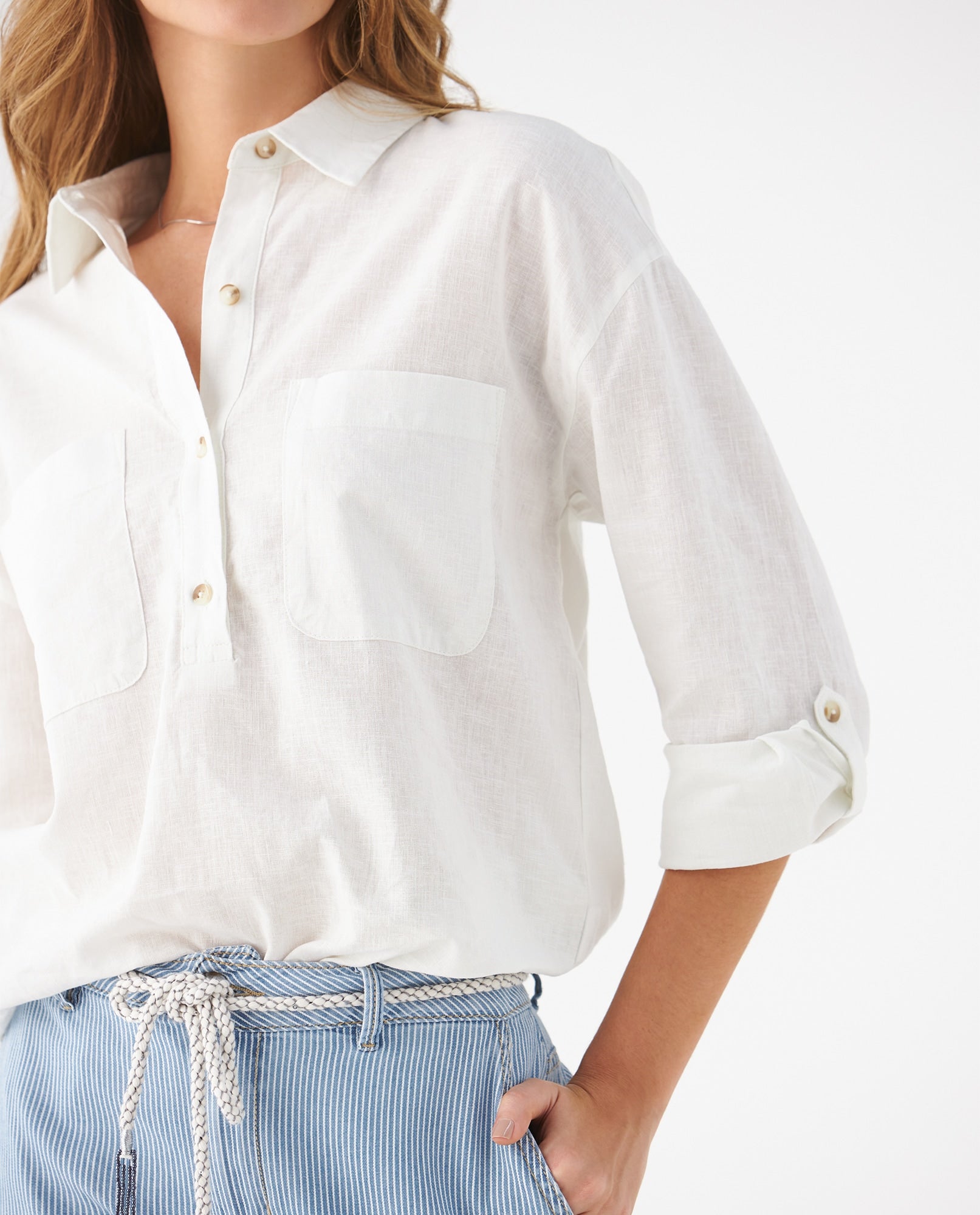 Camisa de diseño clásico para mujer - Crudo 34_619F091_CRU110602_3