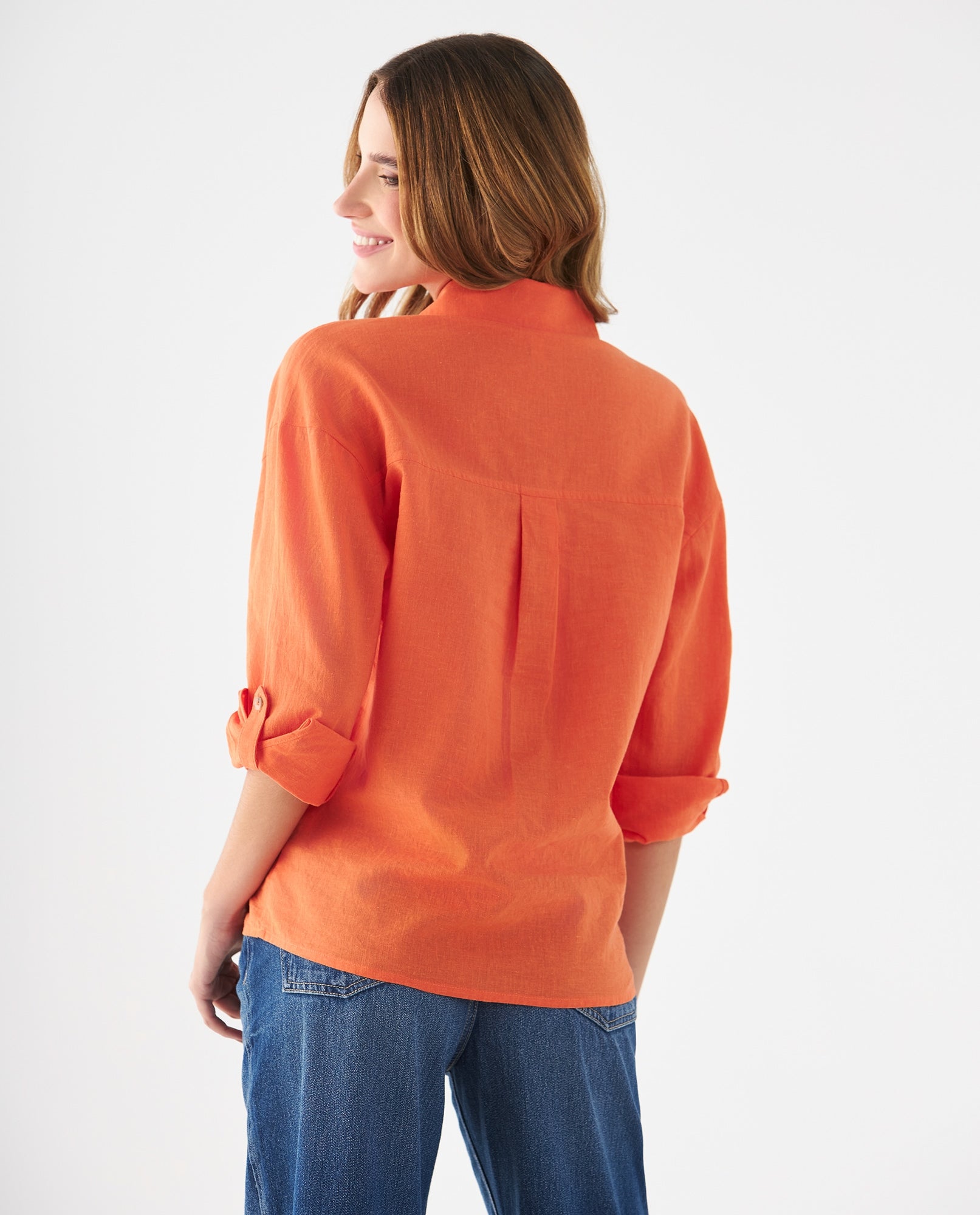 Camisa de diseño clásico para mujer - Naranja 34_619F091_NAR161459_4