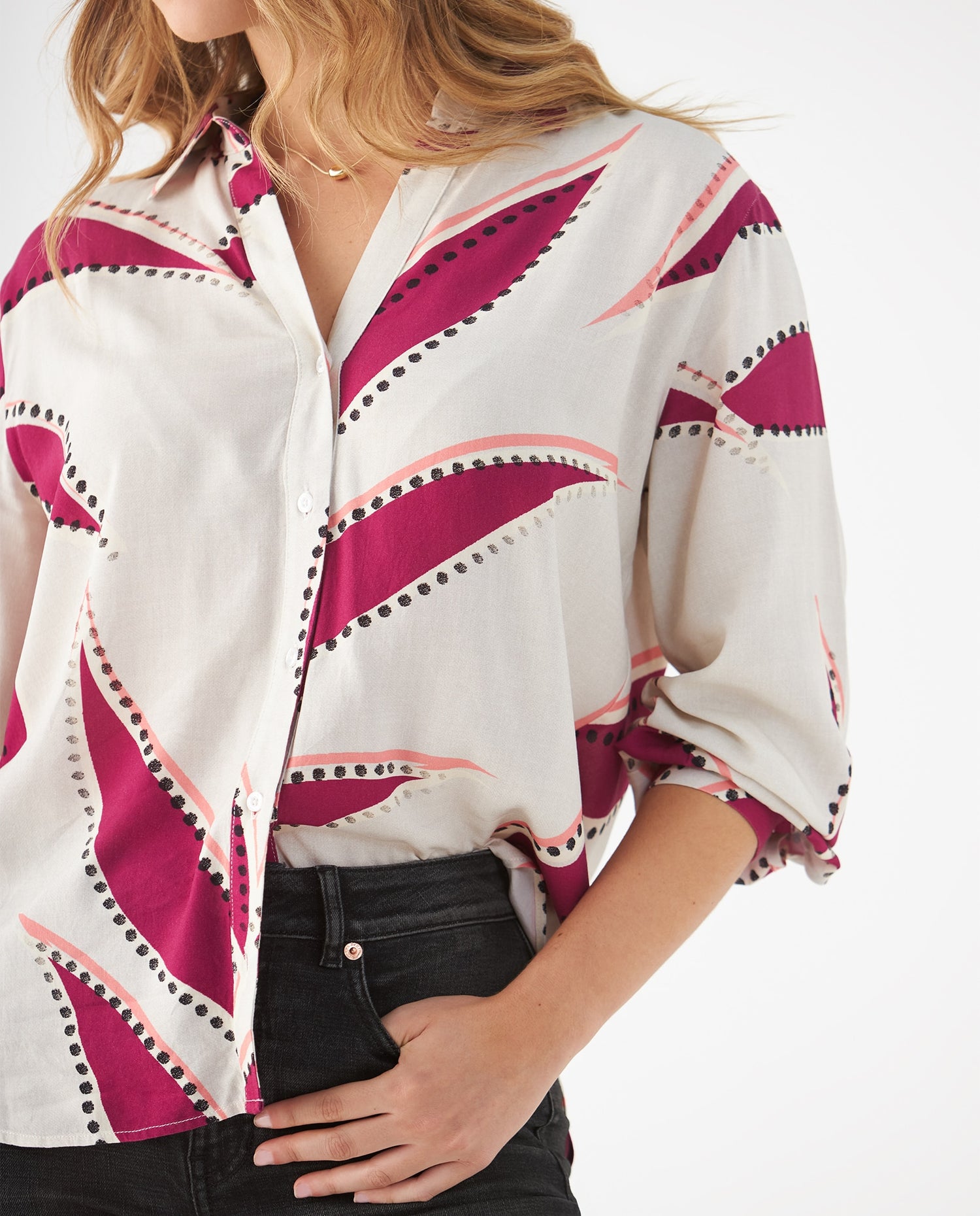 Camisa con estampado natural para mujer - Crudo