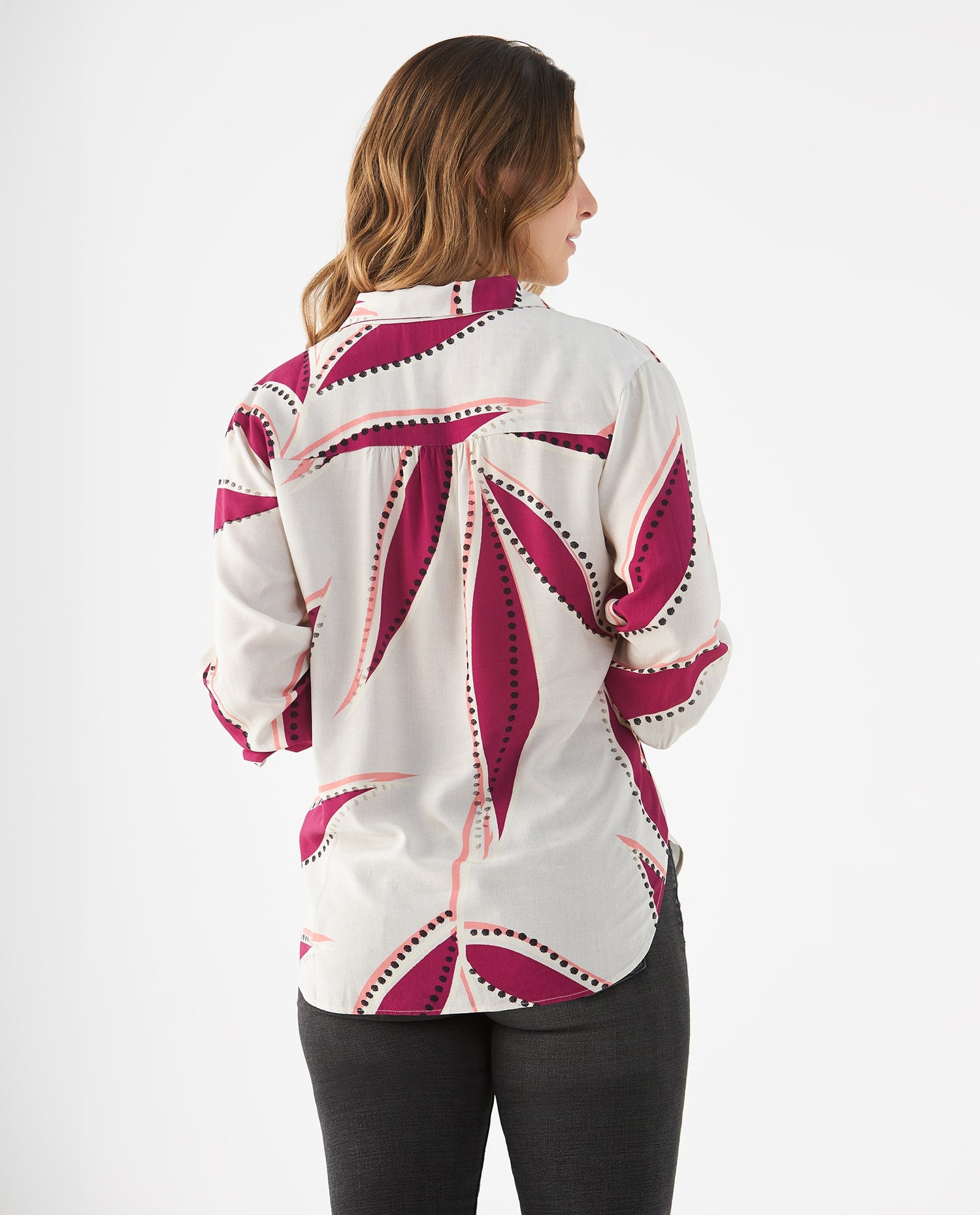 Camisa con estampado natural para mujer - Crudo