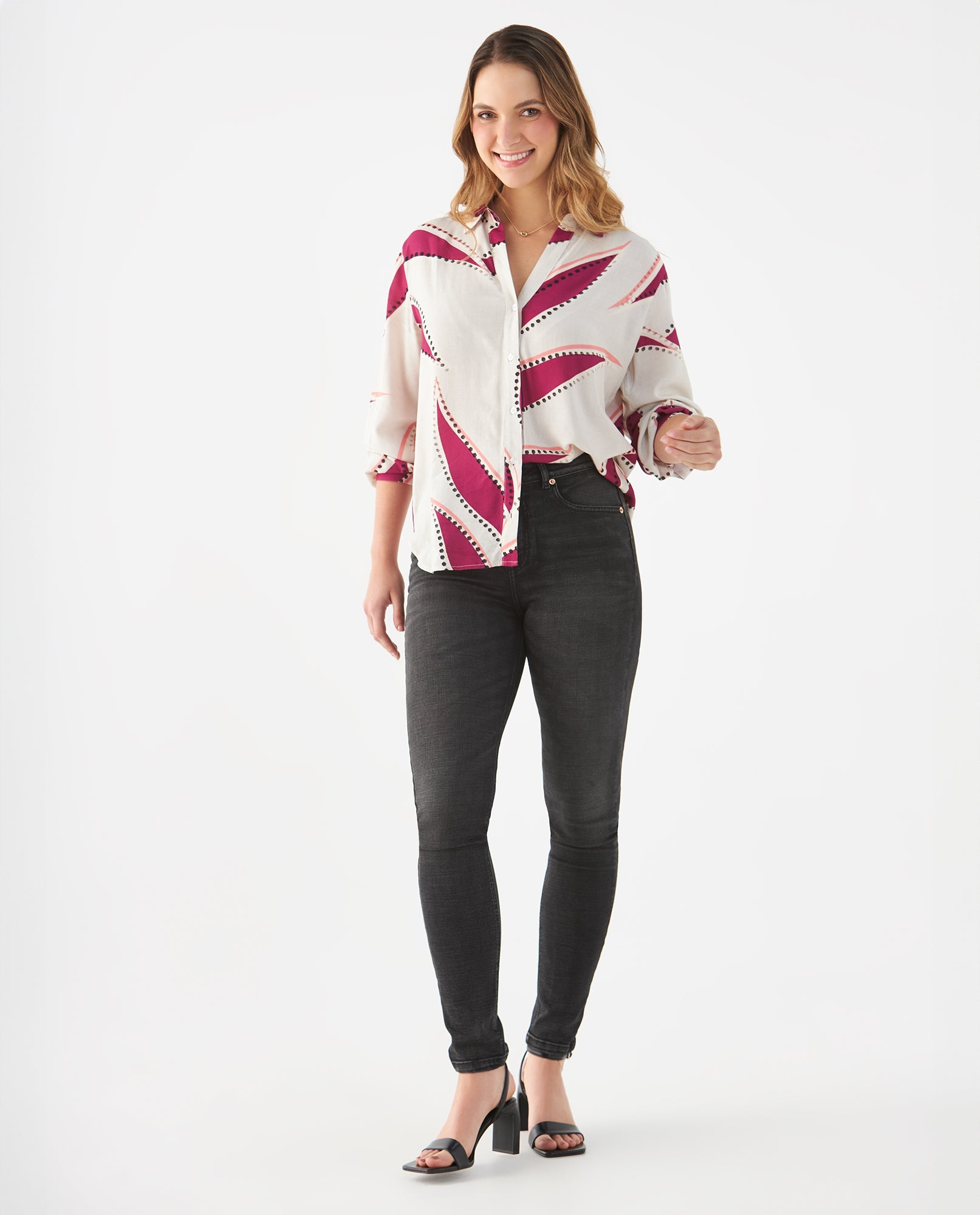 Camisa con estampado natural para mujer - Crudo 34_619F092_CRU110602_6