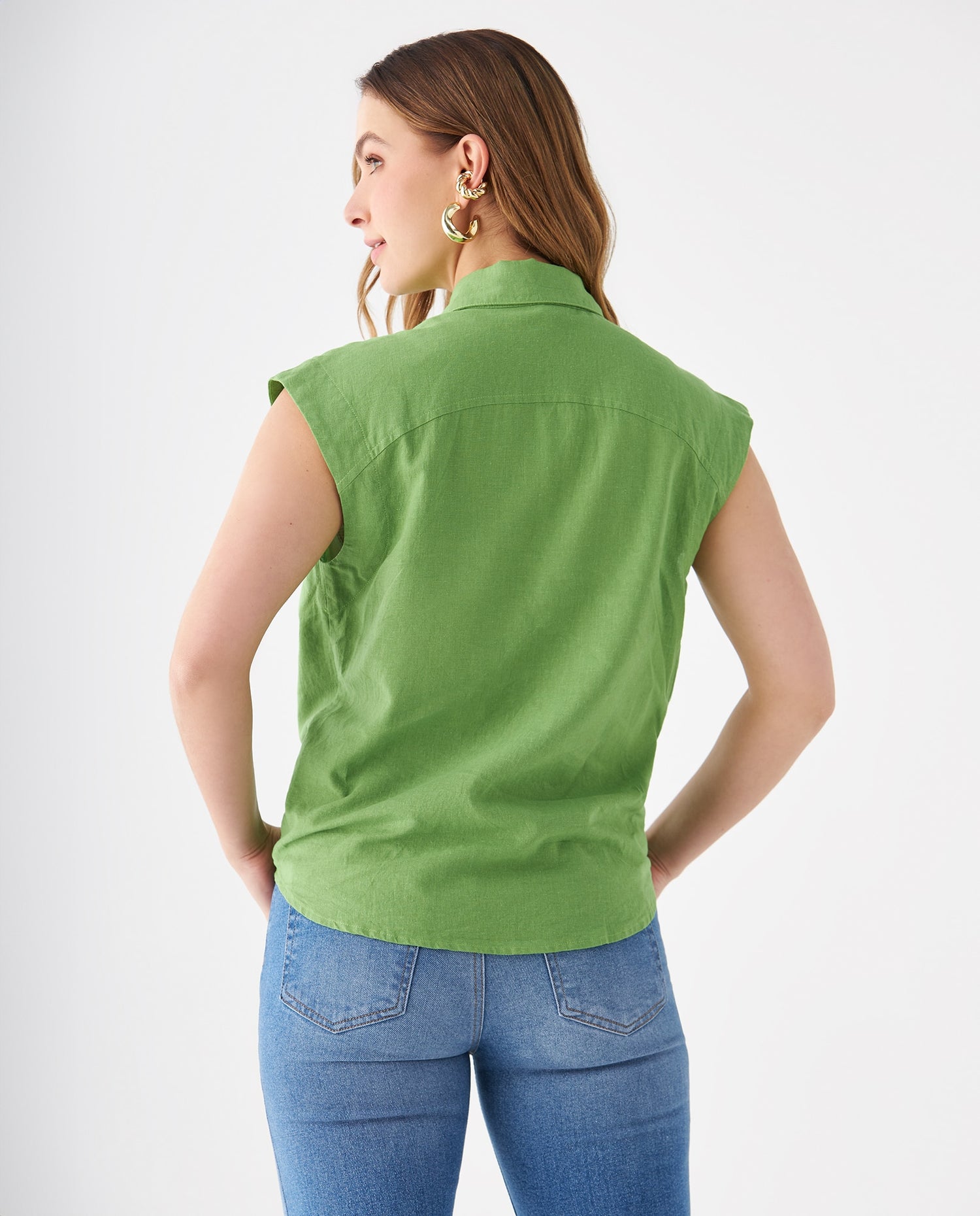Camisa manga sisa para mujer - Verde