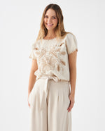 Camisa con detalles bordados para mujer - Crudo