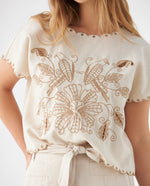 Camisa con detalles bordados para mujer - Crudo