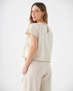Camisa con detalles bordados para mujer - Crudo