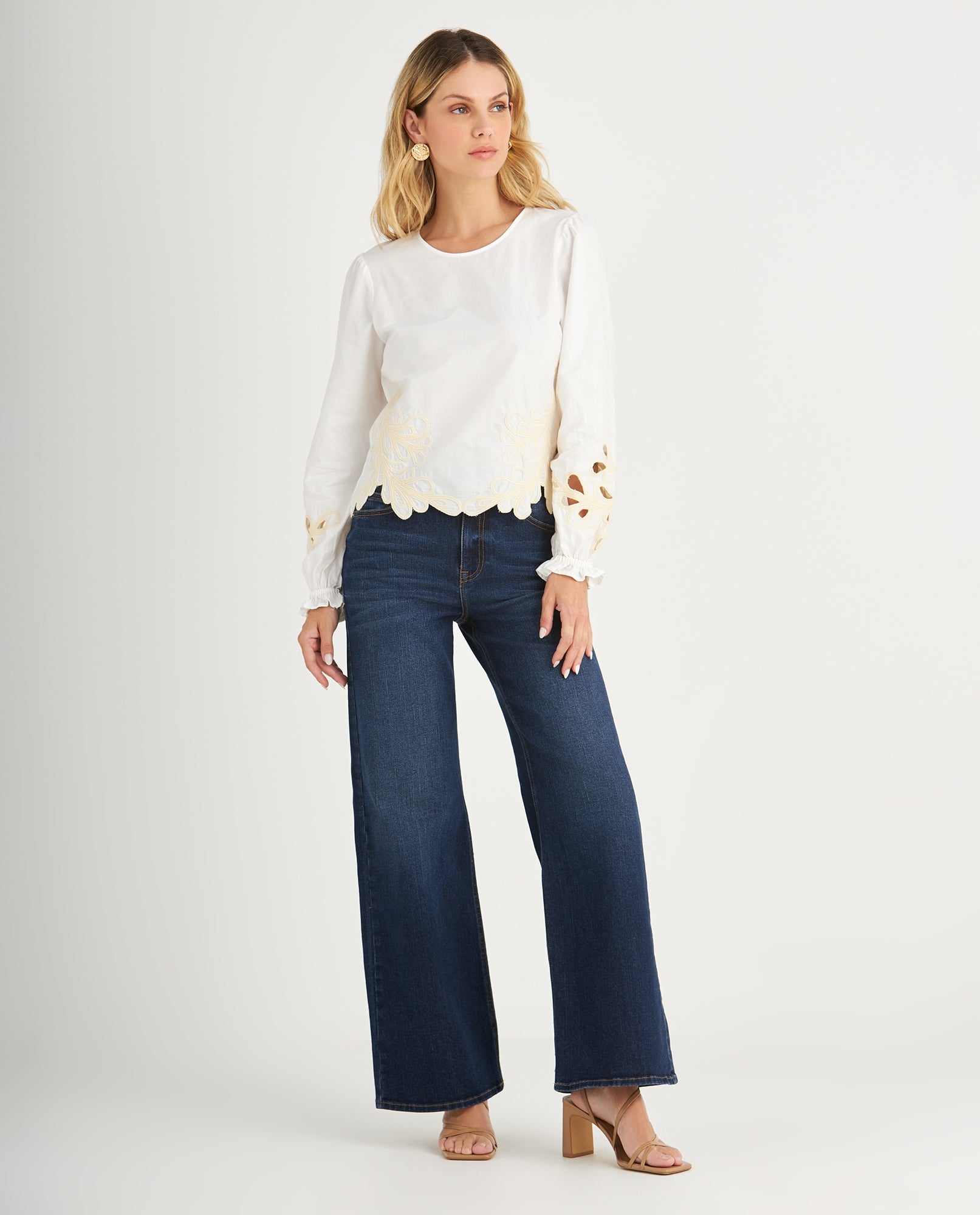 Camisa con detalles bordados para mujer - Crudo 34_619F102_CRU111001_5