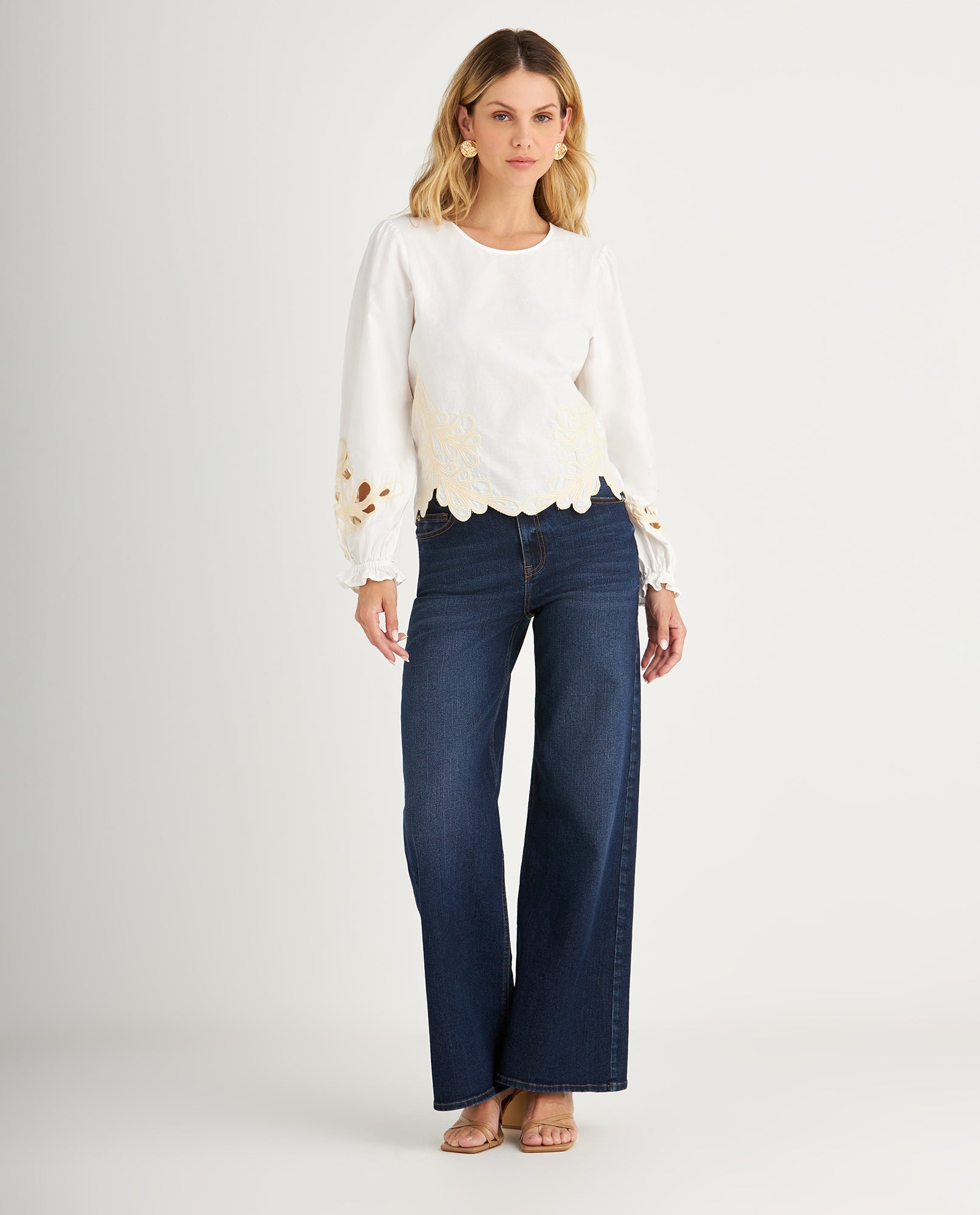 Camisa con detalles bordados para mujer - Crudo 34_619F102_CRU111001_6