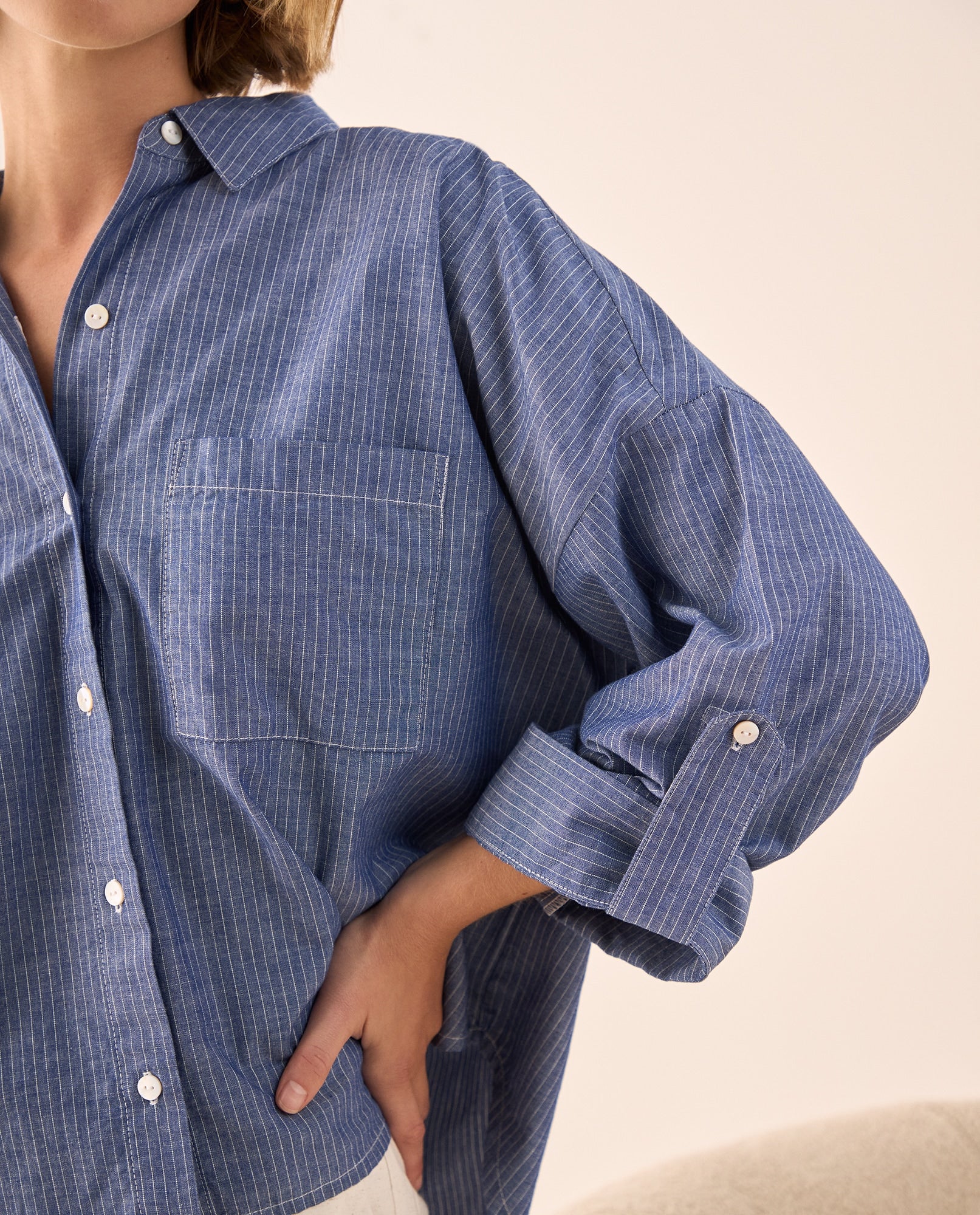 Camisa Oversized Rayas Azul - Azul 34_619G009_AZU173936_4