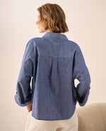 Camisa Oversized Rayas Azul - Azul