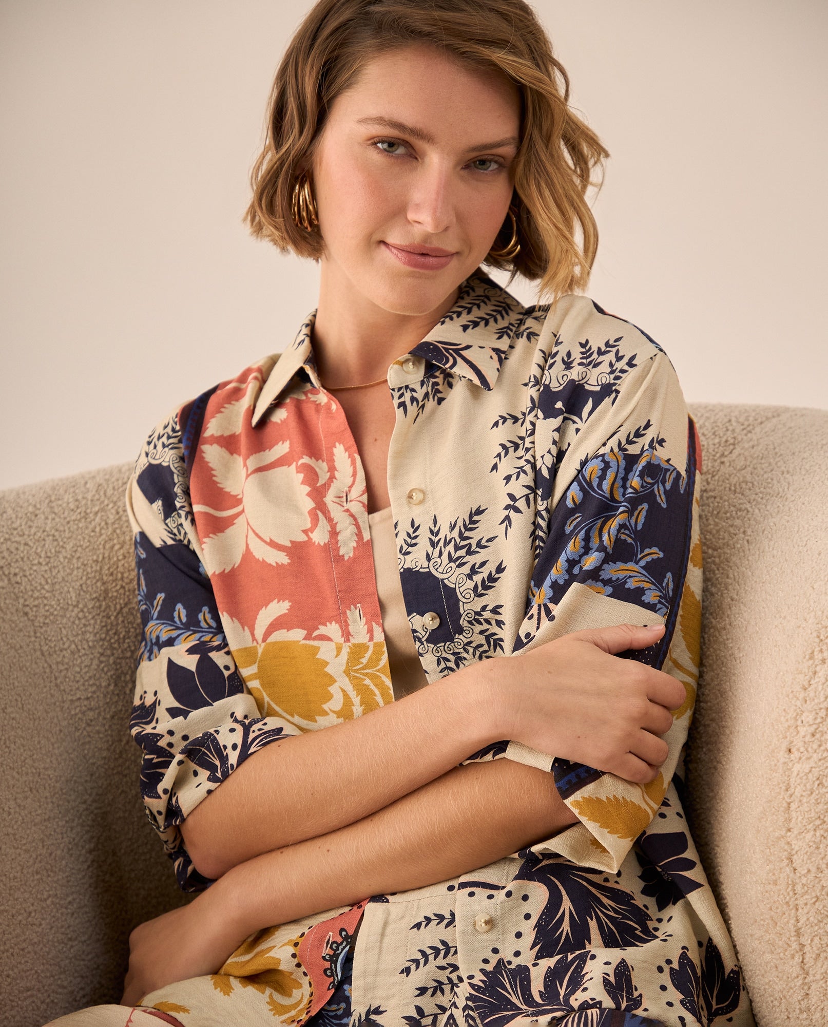 Camisa Patchwork Multicolor con Diseño Artístico - Blanco 34_619G010_BLA110601_0