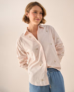 Camisa Rosa con Bordados Dorados - Rosa