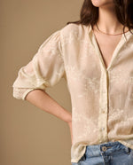 Camisa Crudo con Bordados Florales - Crudo