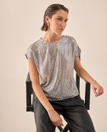 Camisa Gris con Lentejuelas Plateadas - Gris
