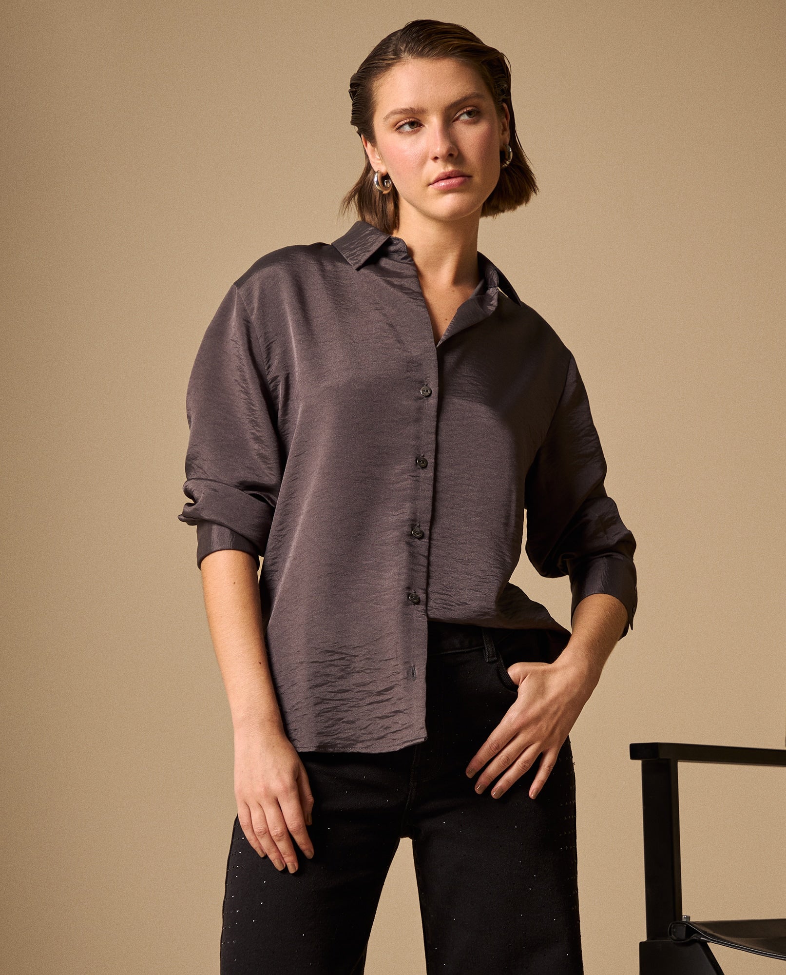 Camisa Gris Textura Premium Manga Larga - Gris 34_619G033_GRI193918_3