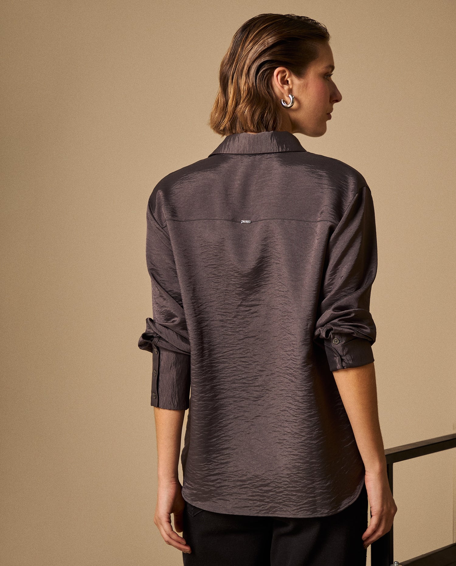 Camisa Gris Textura Premium Manga Larga - Gris