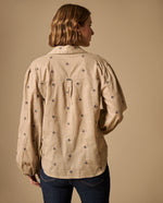 Camisa Estampada Flores Pequeñas Manga 3/4 - Beige