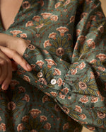 Camisa Estampado Botánico Manga Larga - Verde